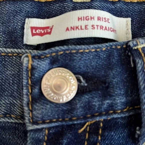 Levi's High Rise Ankle Straight Raw Hem Adjustable Dark Wash Jeans - 14R - Picture 4 of 8